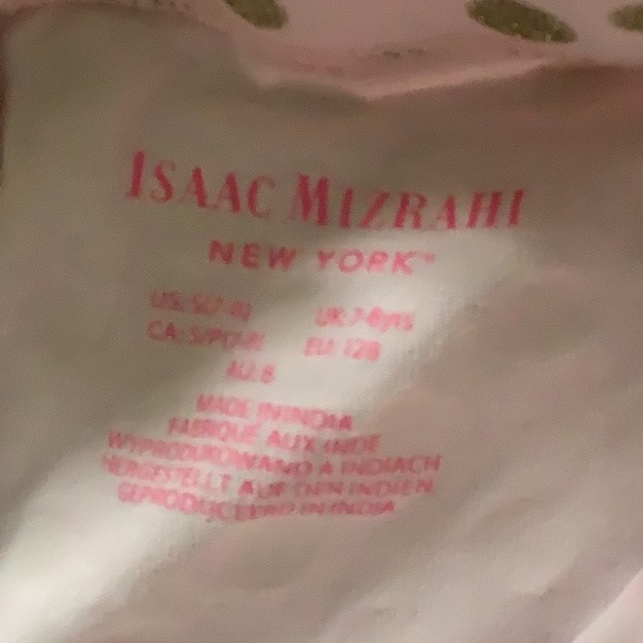 ISAAC MIZRAHI Leggins pink polka dotted size 8 gold shiny sparkled dots … - Picture 6 of 8
